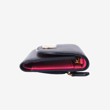 MCM Mode Travia Mini Chain Wallet in Black Nappa Leather with Gold Hardware
