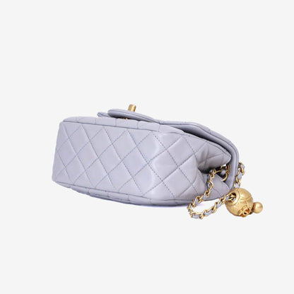 Chanel Pearl Crush Mini Square Flap Bag in Grey Lambskin with Gold Hardware (Contact to Enquire)