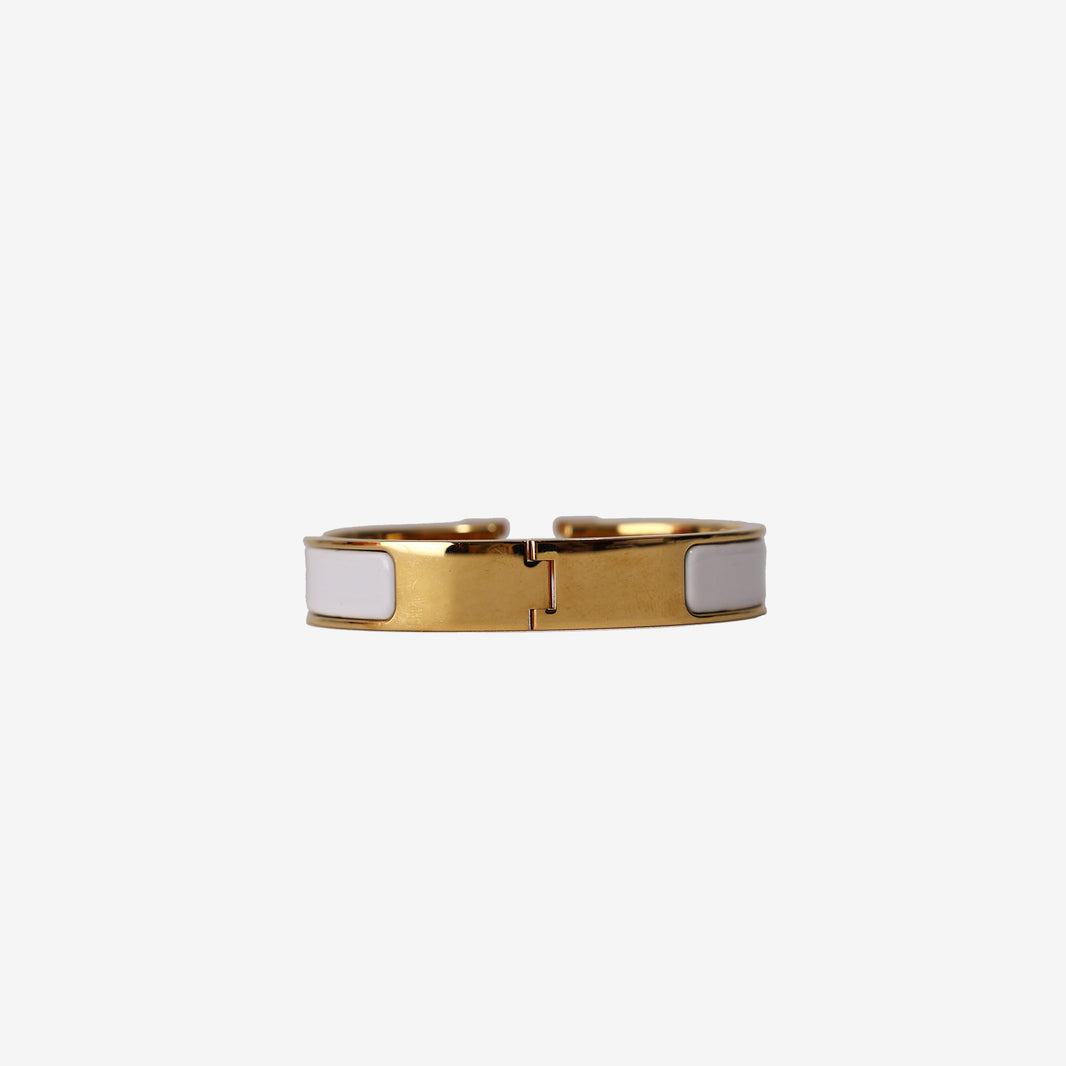 Hermès Clic H Bracelet in White Enamel with Gold-Plated Hardware (Contact to Enquire)