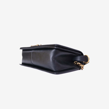 Chanel Boy Bag in Black Pony Hair Leather with Gold Hardware bottom side view