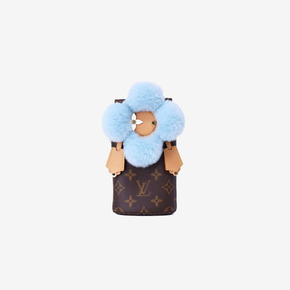 Louis Vuitton Vivienne Phone Pouch in Brown Monogram Canvas with Calfskin Leather Trim with Gold Hardware front view