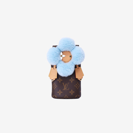 Louis Vuitton Vivienne Phone Pouch in Brown Monogram Canvas with Calfskin Leather Trim with Gold Hardware front view