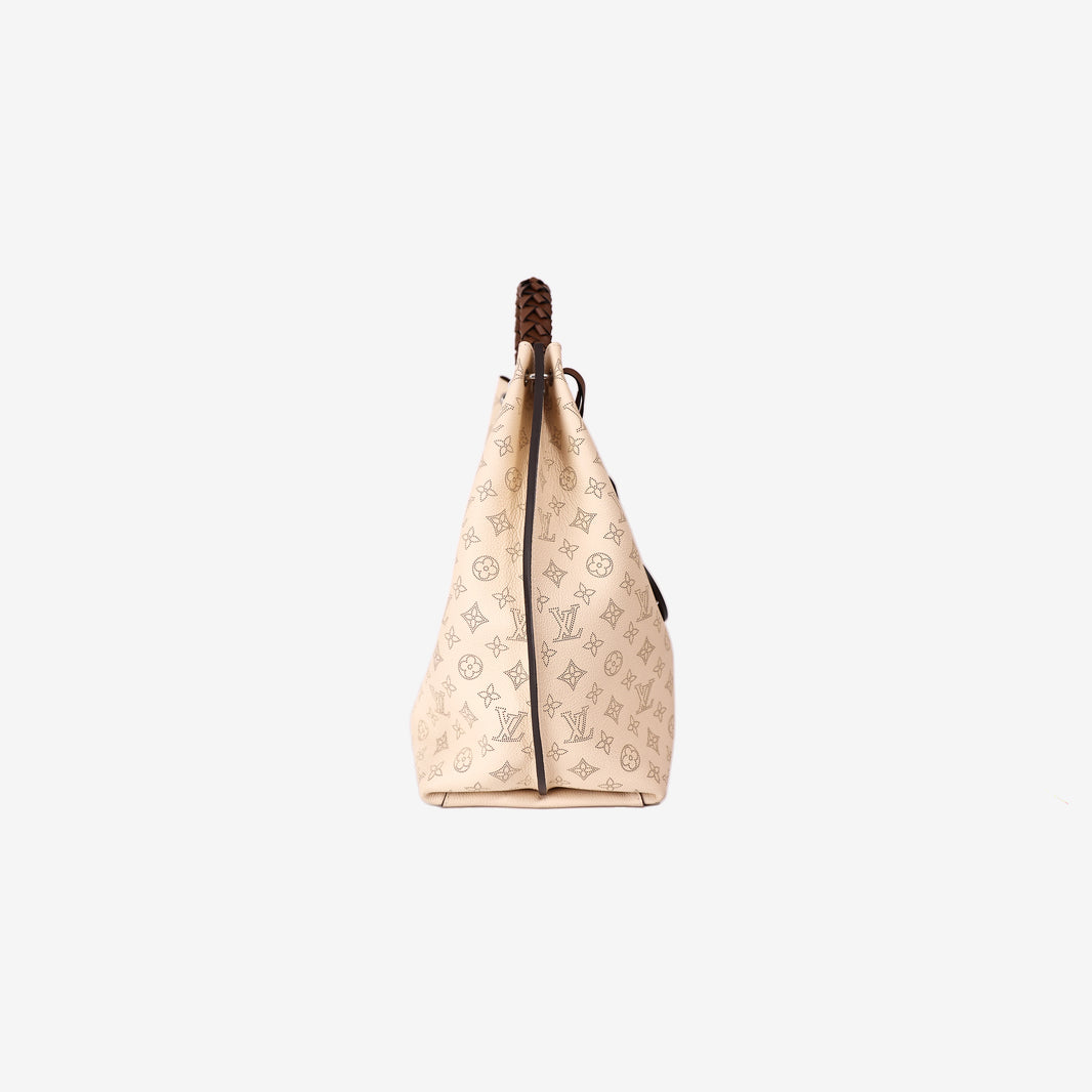 Louis Vuitton Carmel Hobo Bag in Beige Calfskin with Silver Hardware