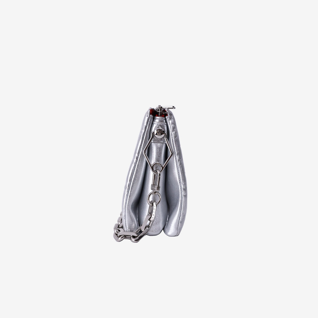 Louis Vuitton Coussin PM Bag in Silver Lambskin Leather with Silver Hardware