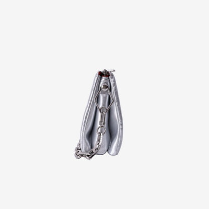 Louis Vuitton Coussin PM Bag in Silver Lambskin Leather with Silver Hardware