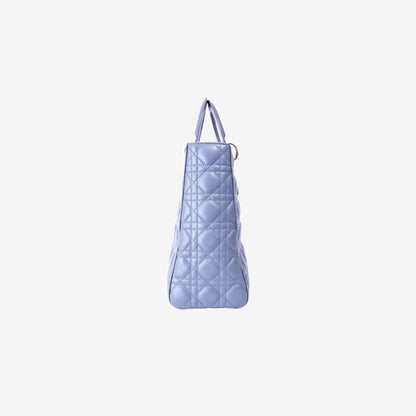 Lady Dior Bag in Blue Lambskin Leather with Gold Hardware