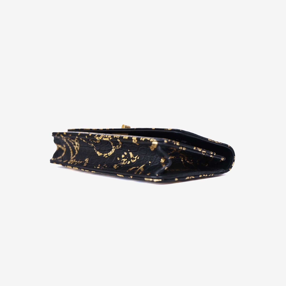 Chanel 2.55 Wallet on Chain in Black Calfskin Leather with Gold Hardware bottom side view