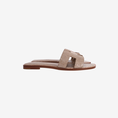 Hermès Oran Sandals in Beige Argile Lizard Leather (Size 37.5)