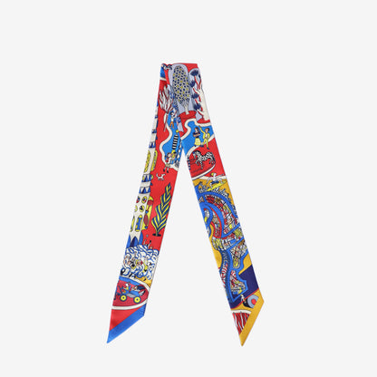 Hermès Exposition Universelle Twilly in Rouge/Blue Electric/Gold Silk back view