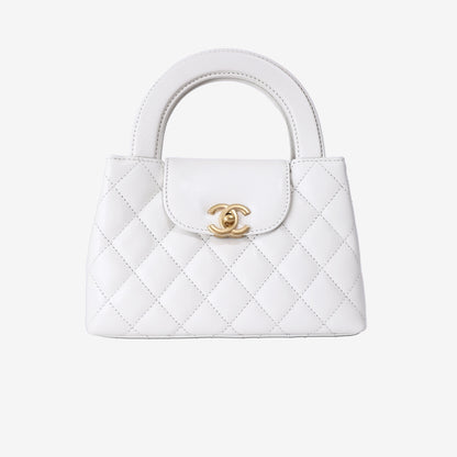 Chanel Small Kelly Shopper in White Aged Calfskin with Brushed Gold Hardware