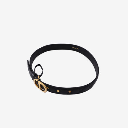 Dior 30 Montaigne Belt in Black Calfskin Leather with Gold Hardware (Size 80)