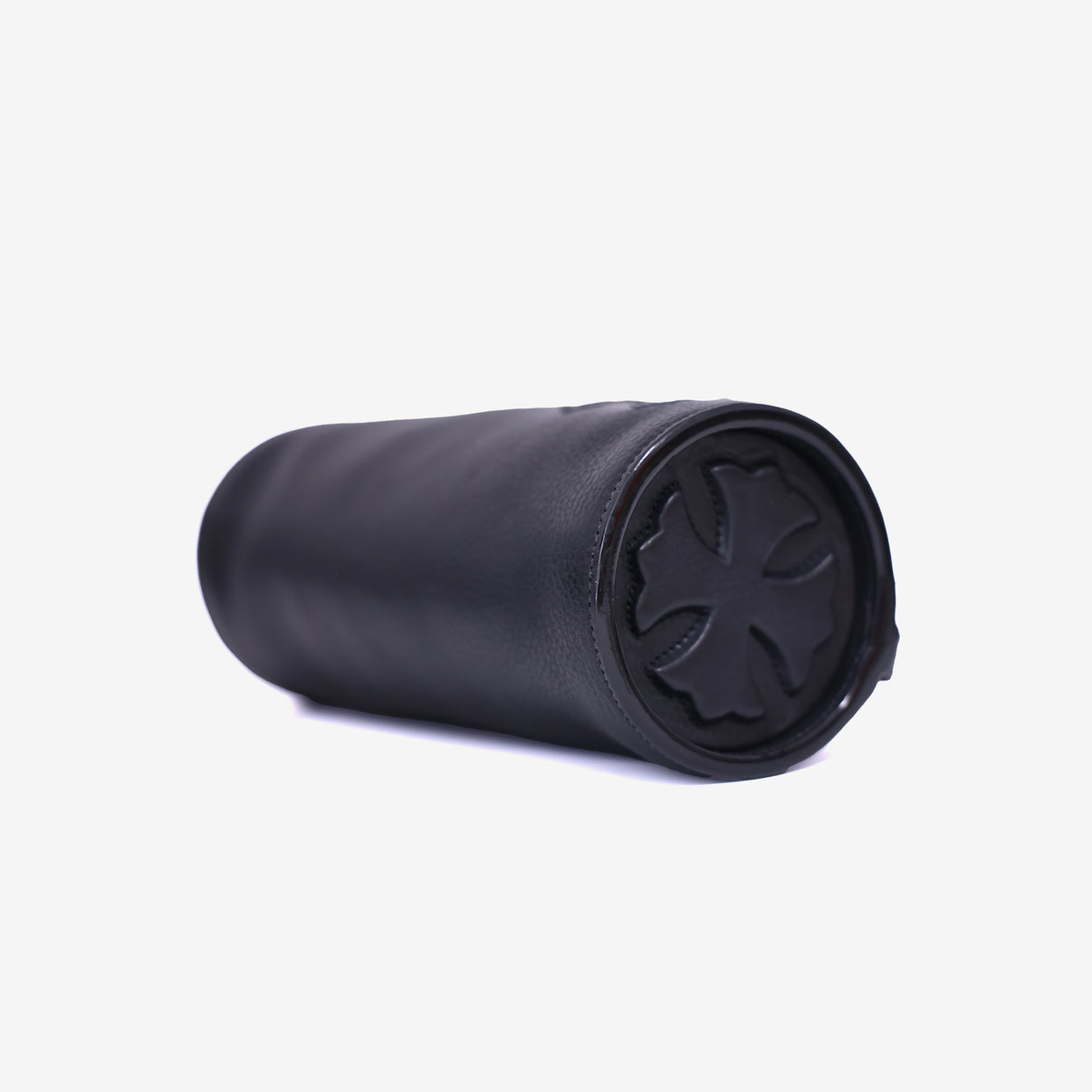 Chrome Hearts Grinds Cemetery Cross Tube Bag in Black Calfskin In Silver Hardware bottom side view