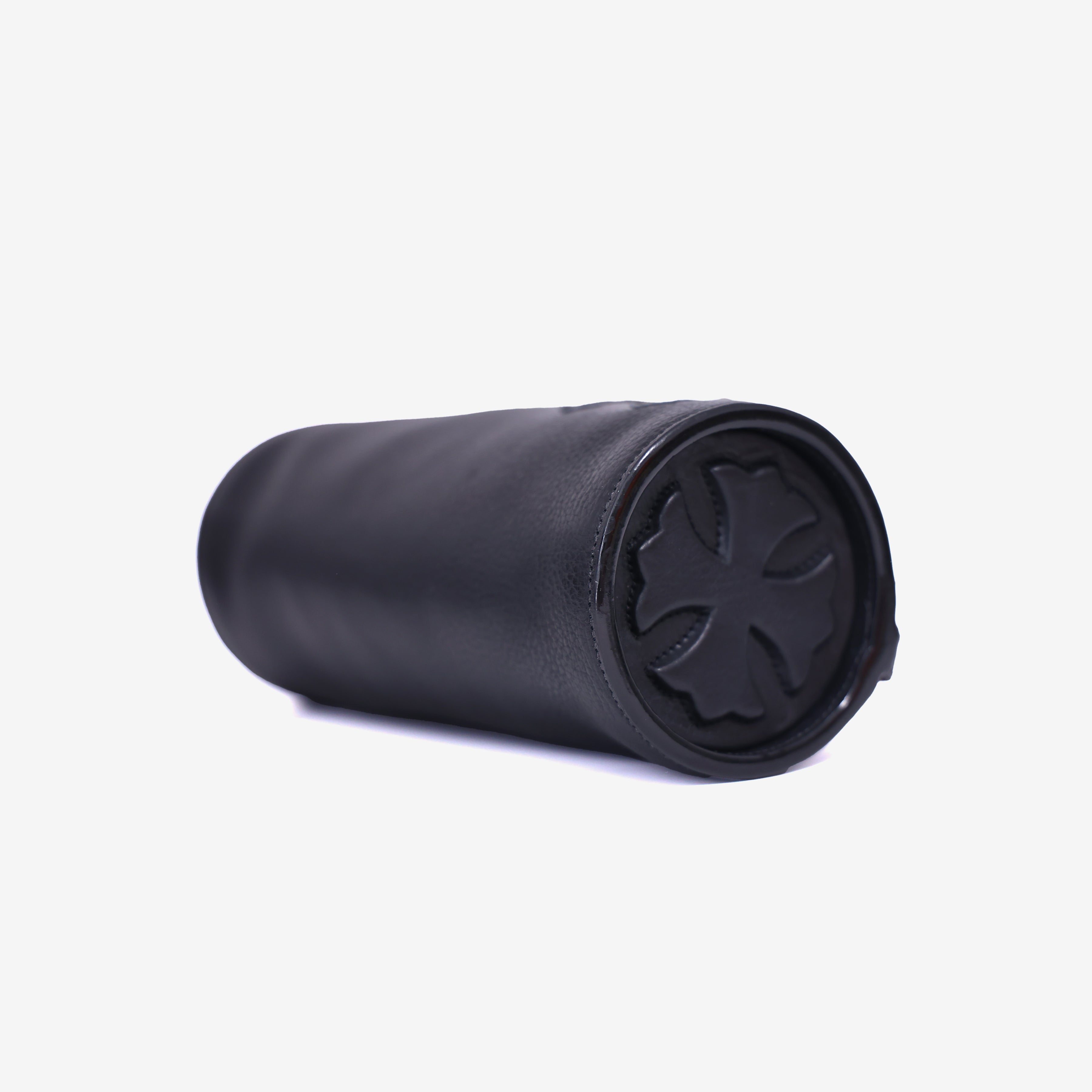 Chrome Hearts Grinds Cemetery Cross Tube Bag in Black Calfskin In Silver Hardware bottom side view