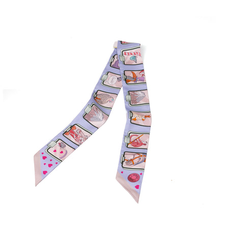 Hermès Silk Story Twilly in Bleu Pâle/Rose/Vert Silk Twill