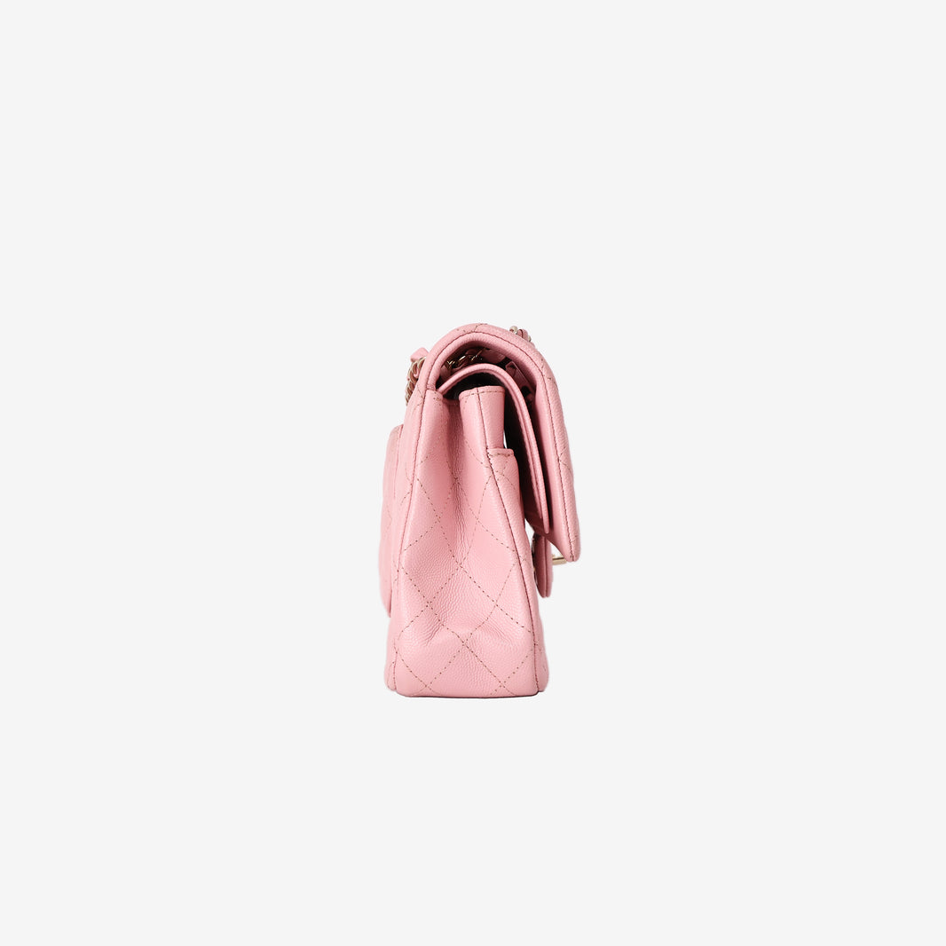 Chanel Classic Medium Double Flap Bag in Pink Caviar Leather with Gold Hardware