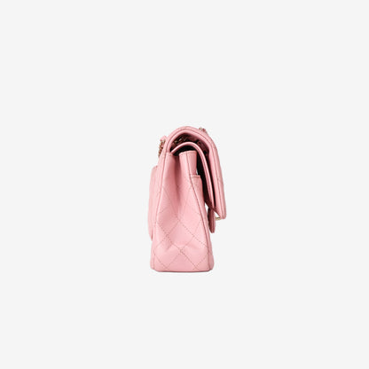 Chanel Classic Medium Double Flap Bag in Pink Caviar Leather with Gold Hardware