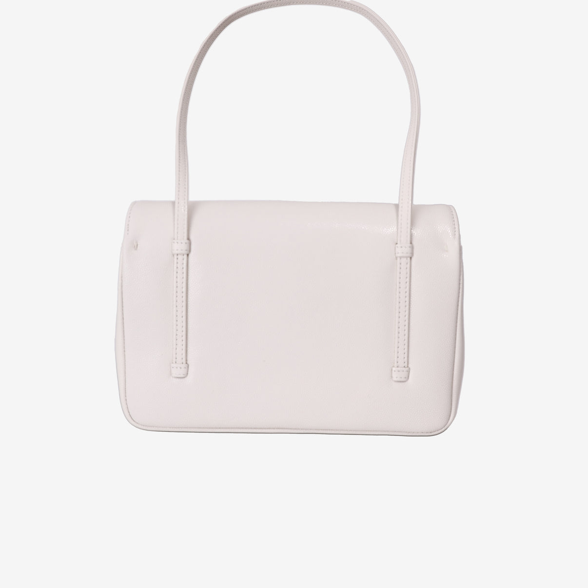 Chanel 26P Preppy Flap Bag Small in White Calfskin Leather with Gold Hardware back view