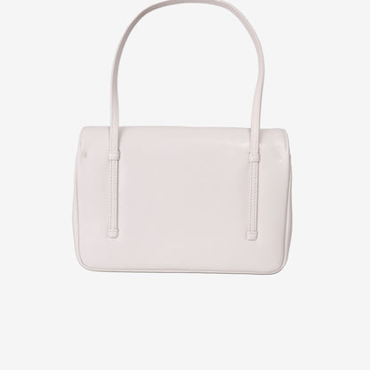 Chanel 26P Preppy Flap Bag Small in White Calfskin Leather with Gold Hardware back view