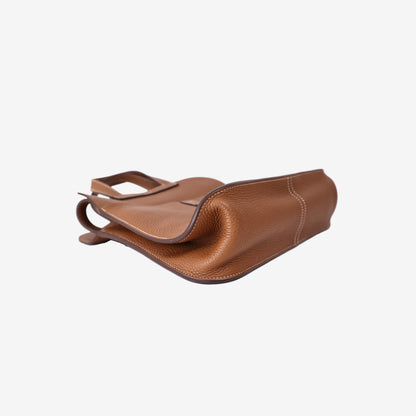 Hermès Halzan 31 Bag in Gold Clemence Leather with Gold Hardware
