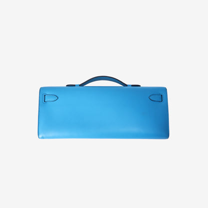Hermès Kelly Cut Clutch in Bleu Swift Leather with Palladium-Plated Hardware