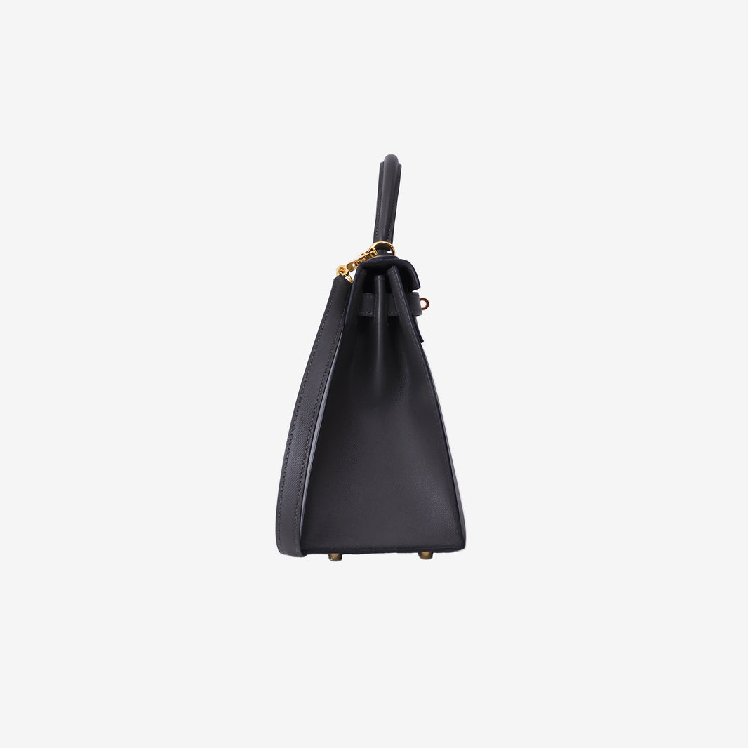 Hermès Kelly 28 in Dark Grey Epsom Leather with Gold-Plated Hardware