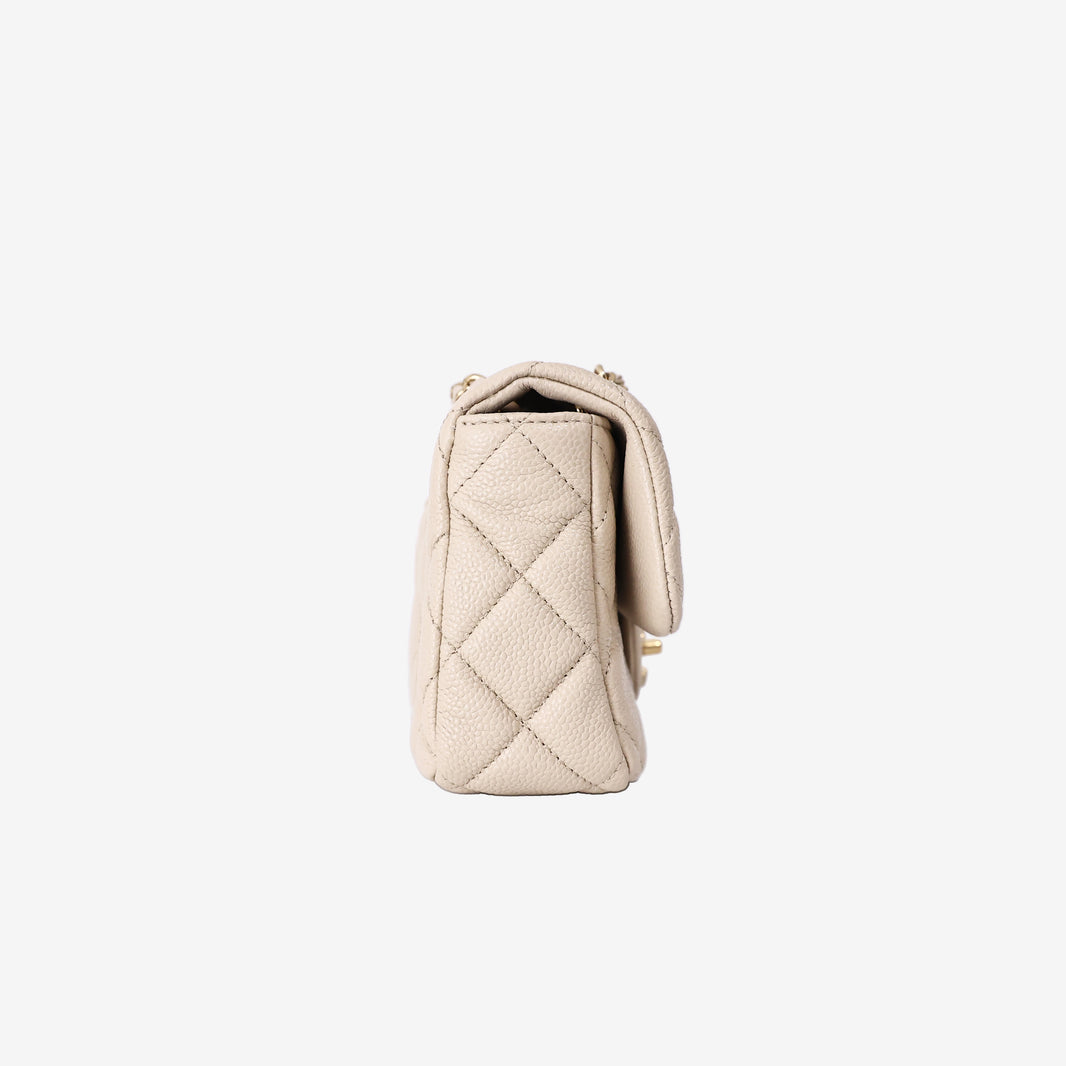 Chanel Sweetheart Flap Bag in Beige Caviar Leather with Gold Hardware