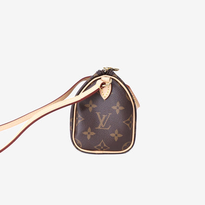 Louis Vuitton Nano Speedy in Brown Monogram Coated Canvas/Cowhide Leather with Gold Hardware