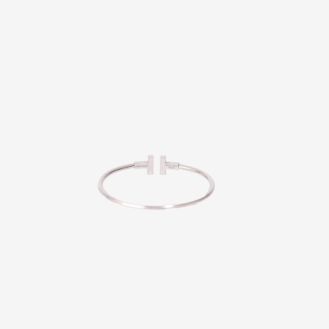 Tiffany & Co. T Wire Bracelet in 18k White Gold with Turquoise and Diamonds back view