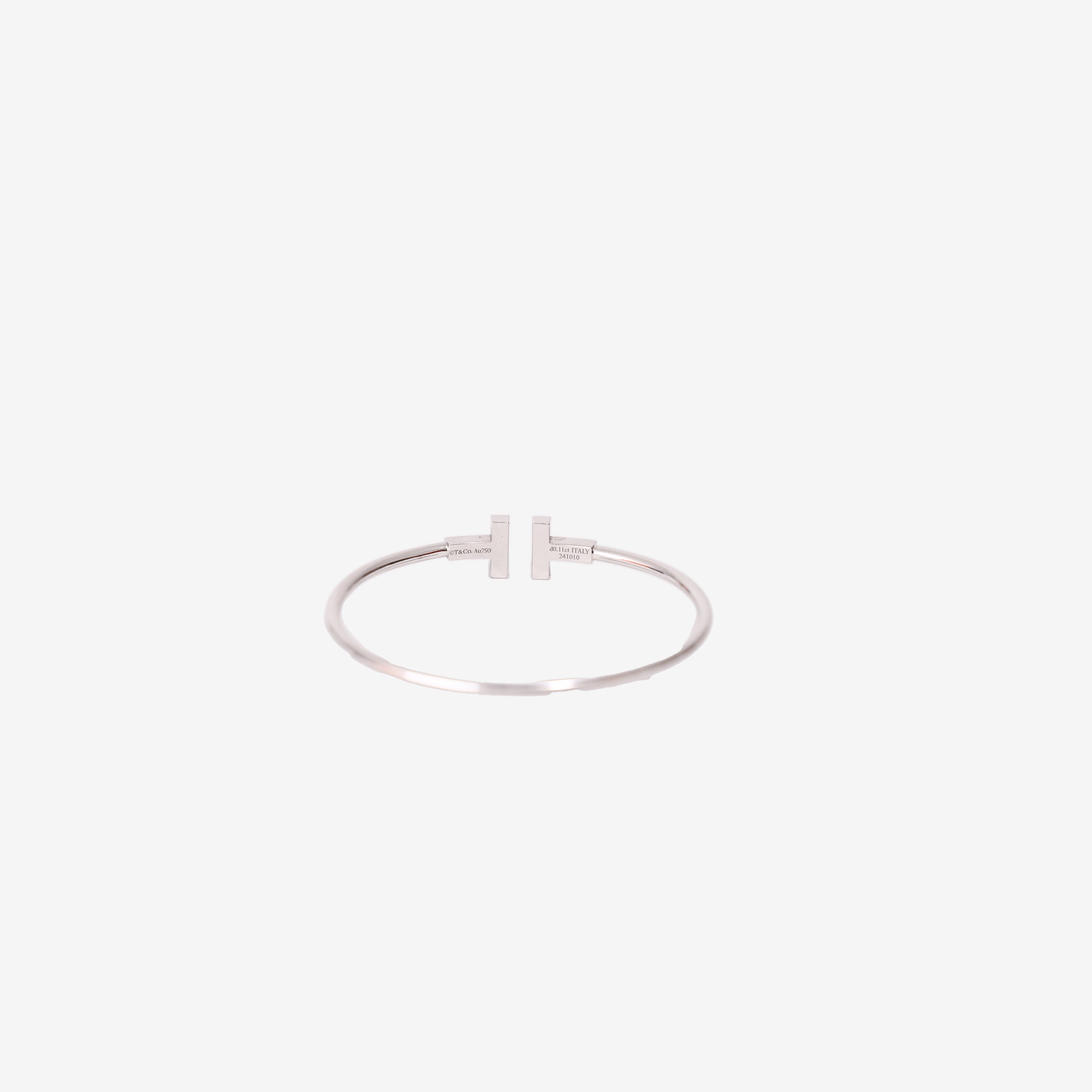 Tiffany & Co. T Wire Bracelet in 18k White Gold with Turquoise and Diamonds back view