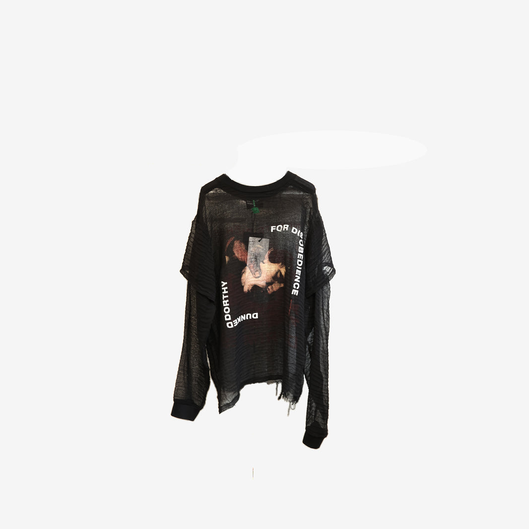 Enfants Riches Déprimés Layered Long-Sleeve Shirt in Black Cotton (Size L)
