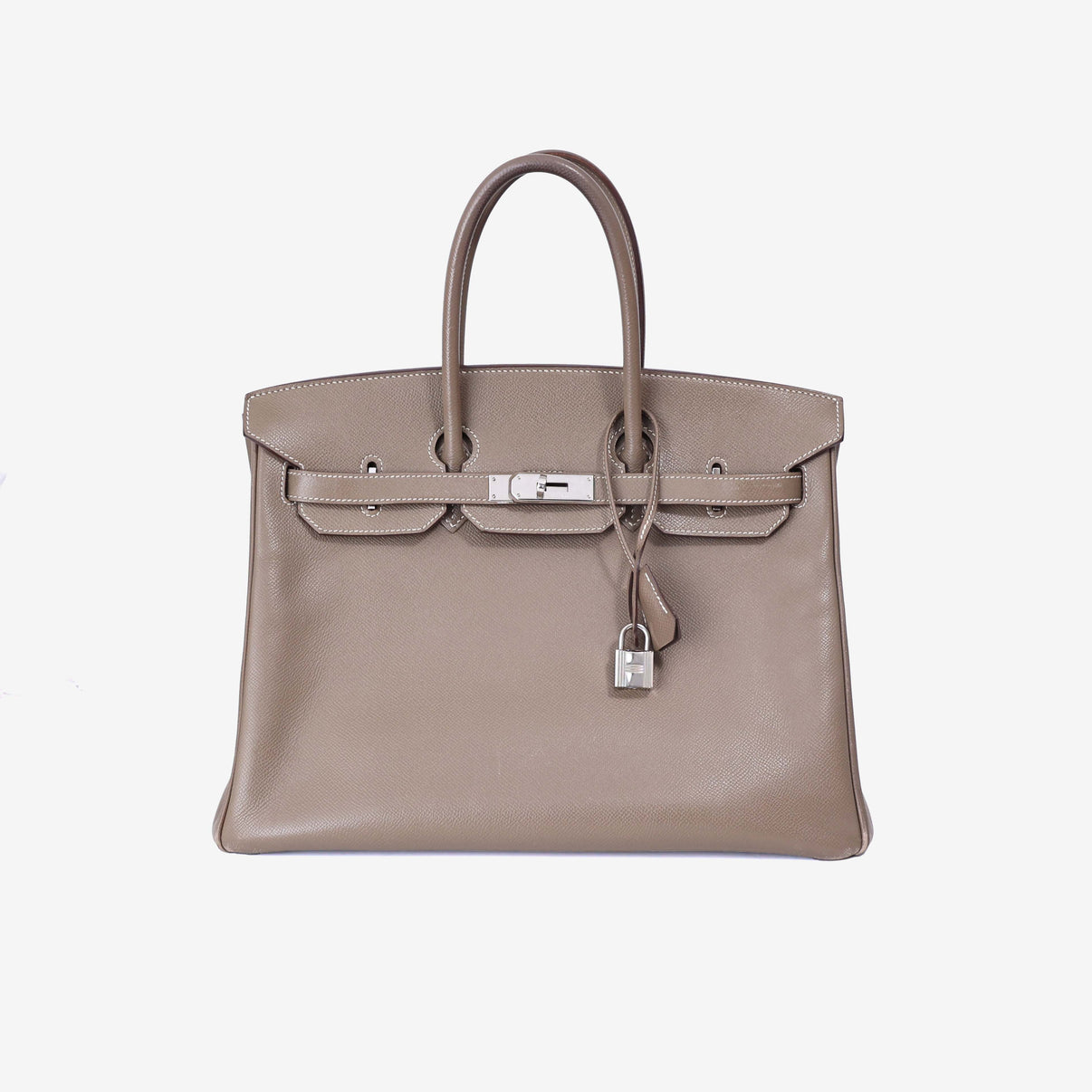 Hermès Birkin 35 in Etoupe Epsom Leather with Palladium Hardware front view