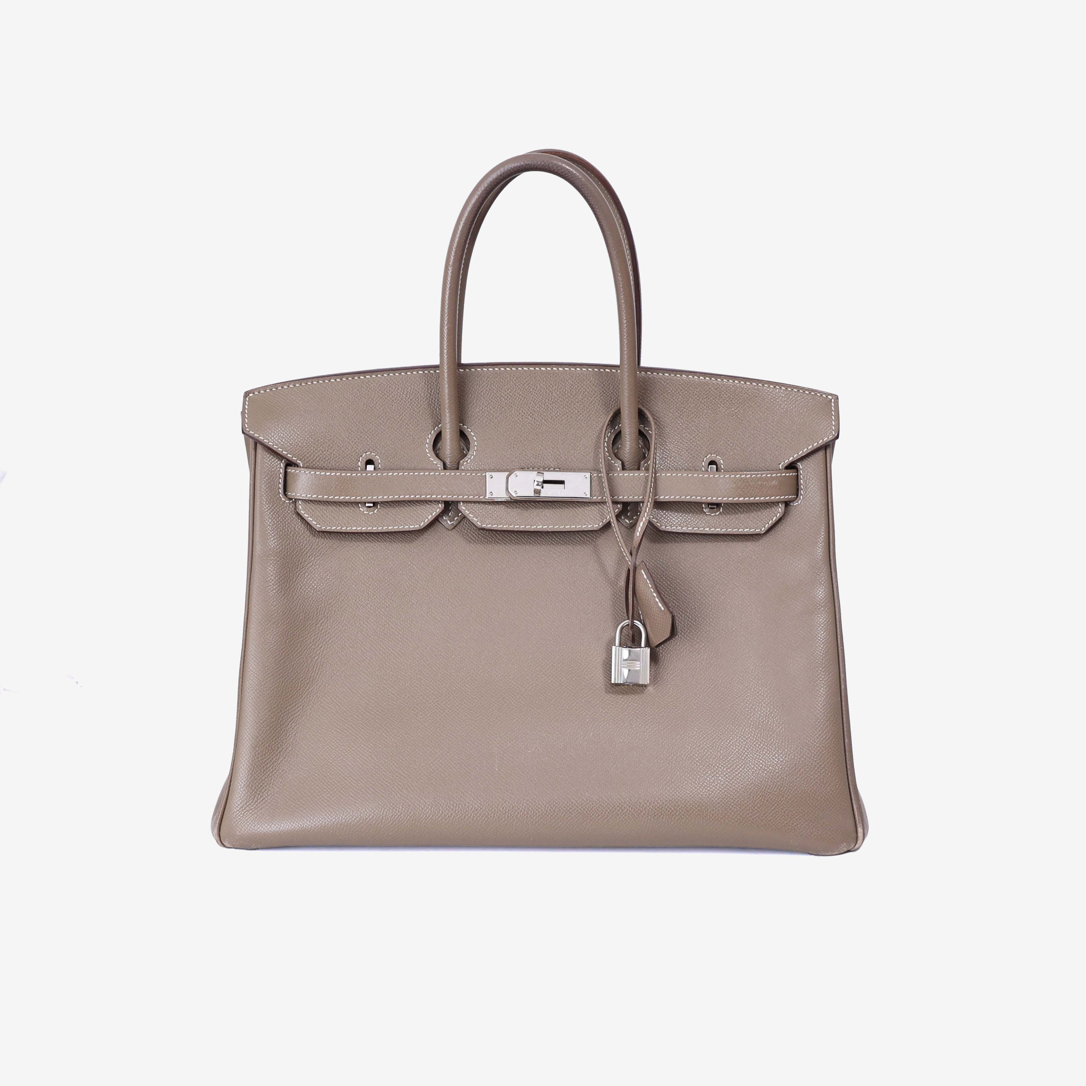 Hermès Birkin 35 in Etoupe Epsom Leather with Palladium Hardware front view