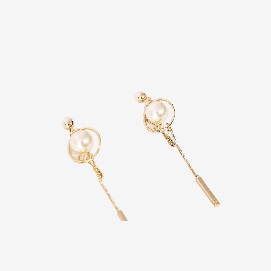 Dior Tribales Earrings in White Resin Pearl with Gold-Tone Metal (Contact to Enquire)