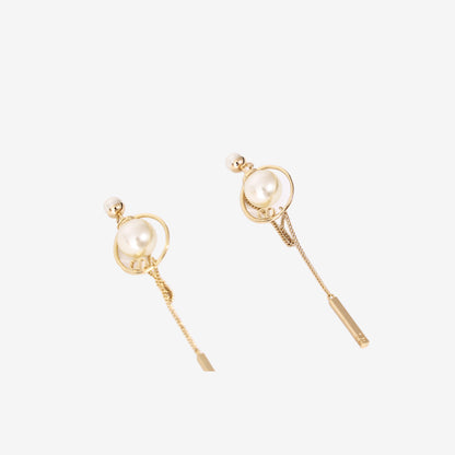 Dior Tribales Earrings in White Resin Pearl with Gold-Tone Metal