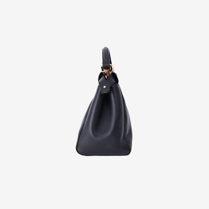Fendi Peekaboo Mini Bag in Black Calfskin Leather with Gold Hardware