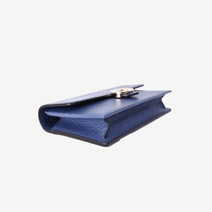 Gucci Interlocking G Wallet on Chain in Blue Calfskin Leather with Gold Hardware