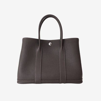 Hermès Garden Party 30 in Bai Brun Negonda Leather with Palladium-Plated Hardware