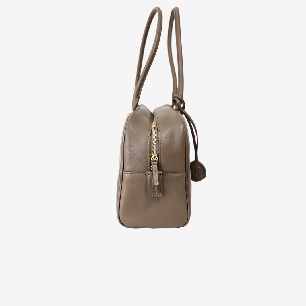 Chanel Large Bowling Bag in Dark Khaki Calfskin Leather with Gold Hardware (Contact to Enquire)