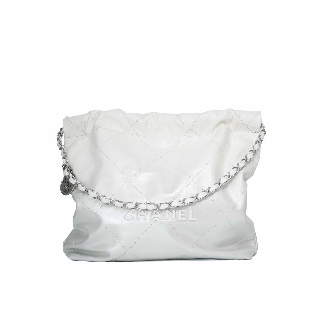 Chanel 22 Bag in White Calfskin Leather with Palladium Hardware (Contact to Enquire)
