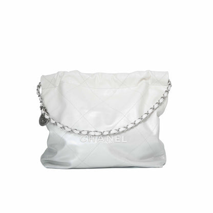 Chanel 22 Bag in White Calfskin Leather with Palladium Hardware (Contact to Enquire)