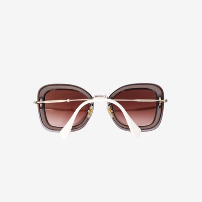 Miu Miu Reveal Glitter Cat-Eye Sunglasses in Pink Acetate with Gold-Tone Hardware