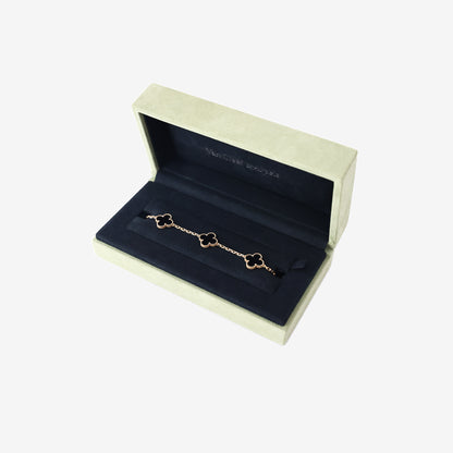 Van Cleef & Arpels Vintage Alhambra 5 Motif Bracelet in Yellow Gold & Onyx