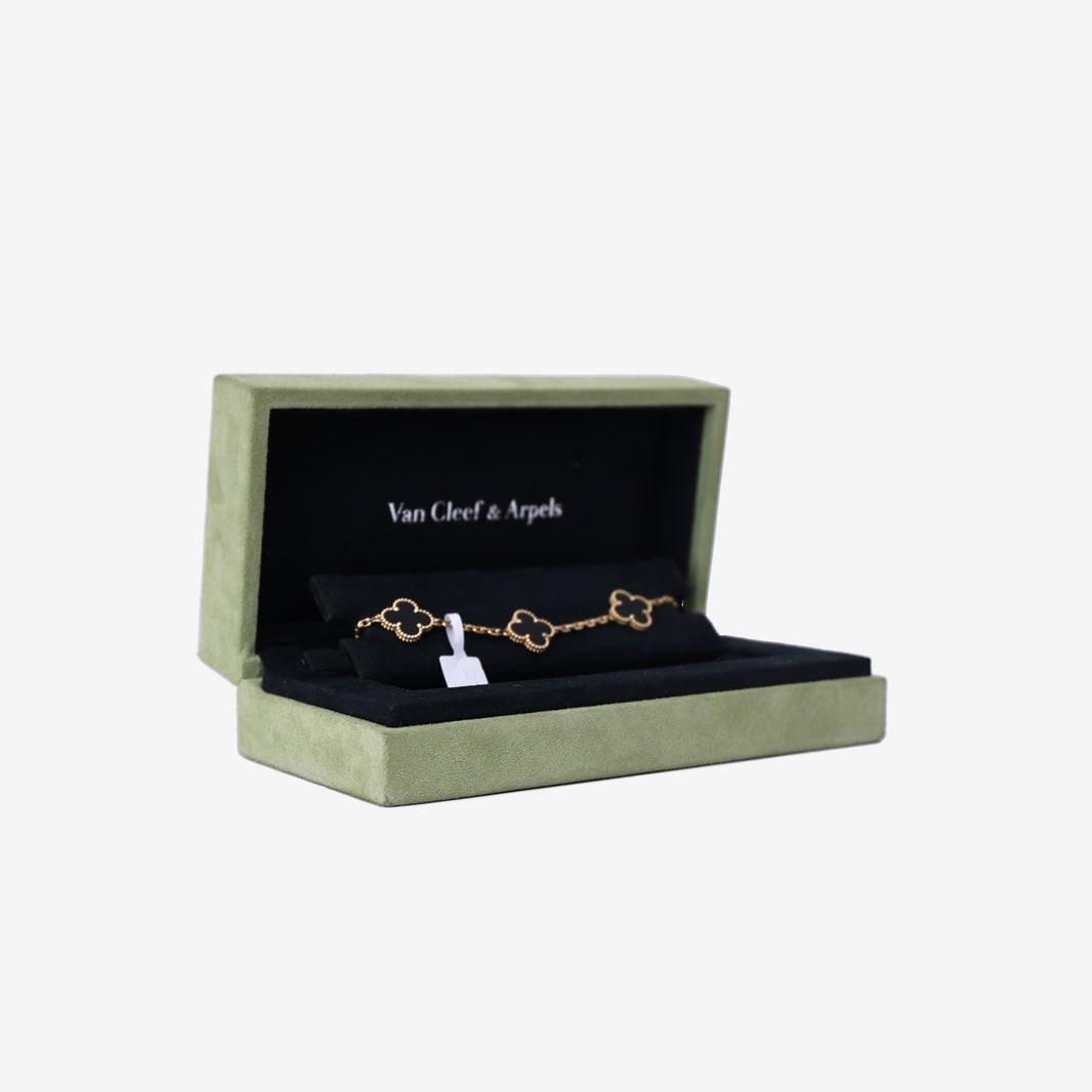 Van Cleef & Arpels Vintage Alhambra Bracelet in Black Onyx Yellow Gold side view
