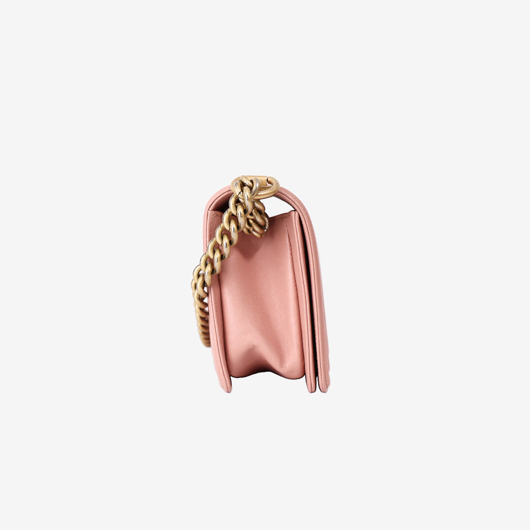 Chanel Medium Boy Bag in Pink Caviar Leather with Gold Hardware