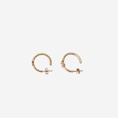 *EXCELLENT* Celine Triomphe Asymmetric Hoops in Gold-Finish Brass