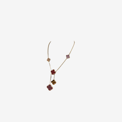 Van Cleef & Arpels Magic Alhambra 6-Motif Necklace in 18k Yellow Gold with Carnelian & Tiger Eye (Contact to Enquire)