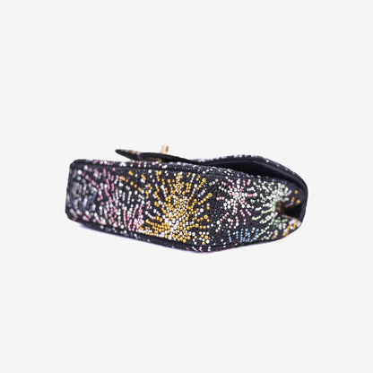 Chanel Coco Neige Evening Bag in Black/Multicolour Sequin Pearl Strass with Gold Hardware bottom side view