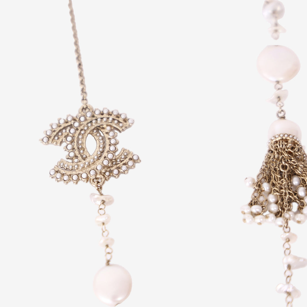 Chanel Pearl and Rhinestone Long Necklace