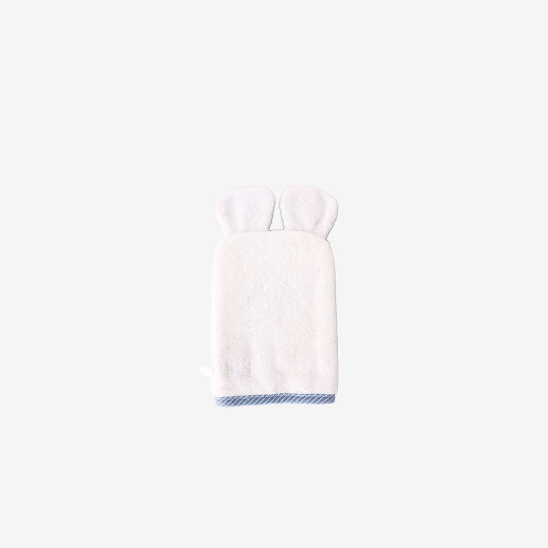 Hermès Baby Mitten Panda Washcloth in Blue/White Cotton