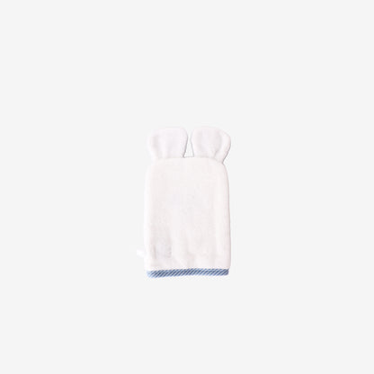 Hermès Baby Mitten Panda Washcloth in Blue/White Cotton